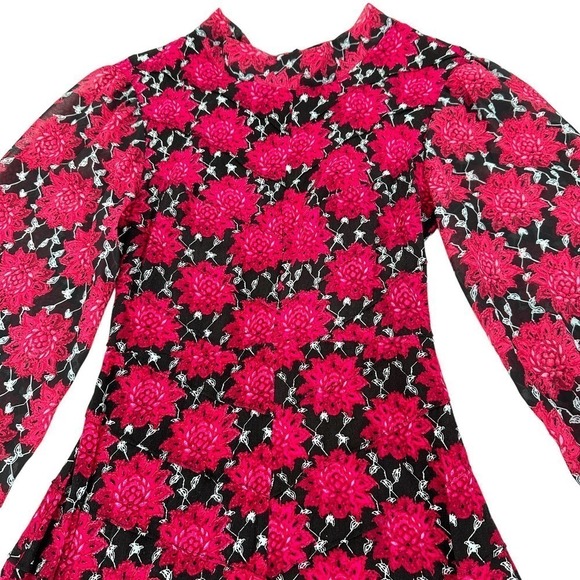 For Love and Lemons Long Sleeve red clover floral keyhole open back size small - Picture 6 of 13